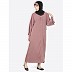 Dubai style kaftan with pearl hand work-Puce pink